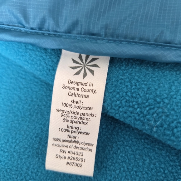 Athleta Puffer Vest Flashback Teal Embroidered Back Performance Running Size S - Picture 8 of 13